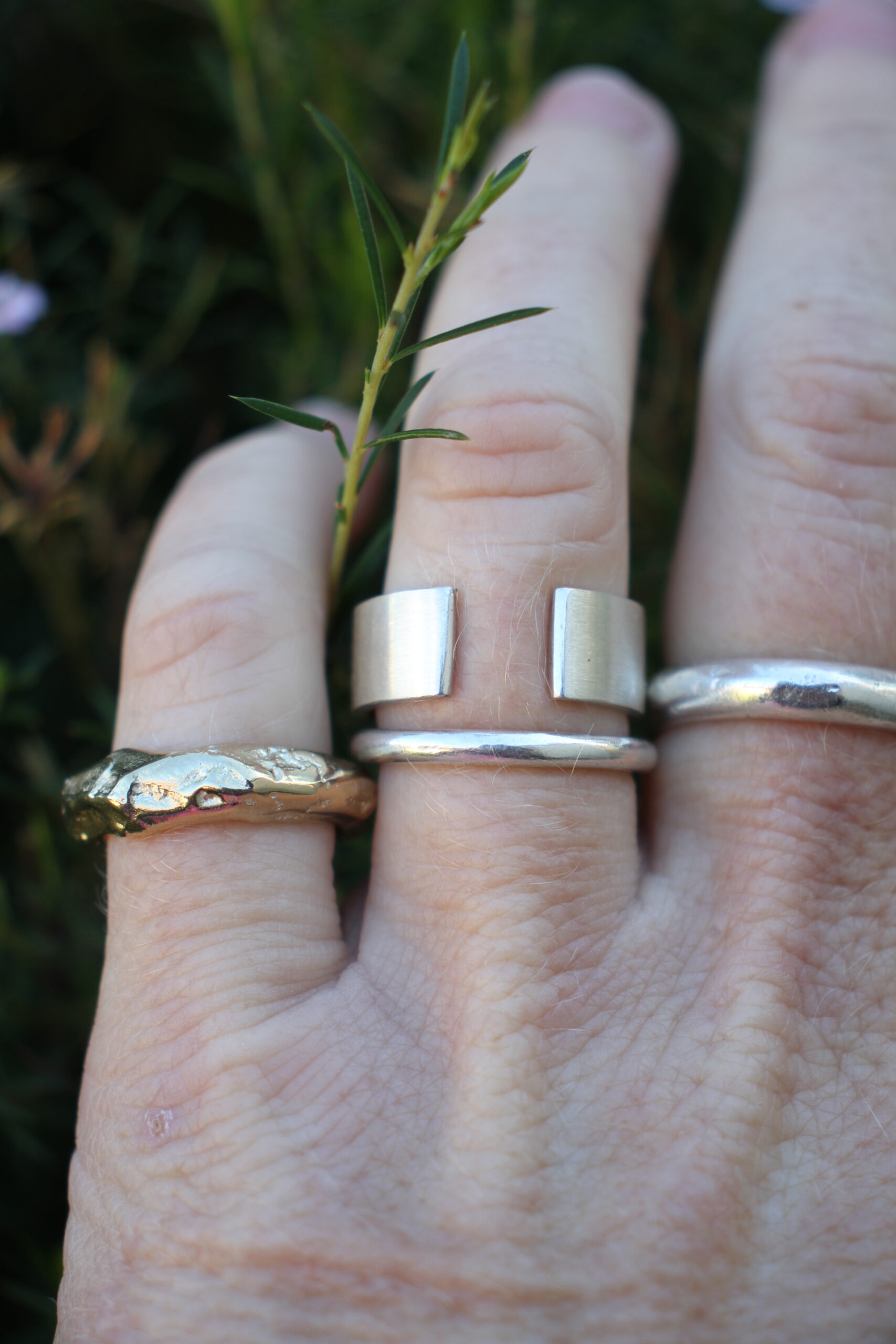 Open silver ring