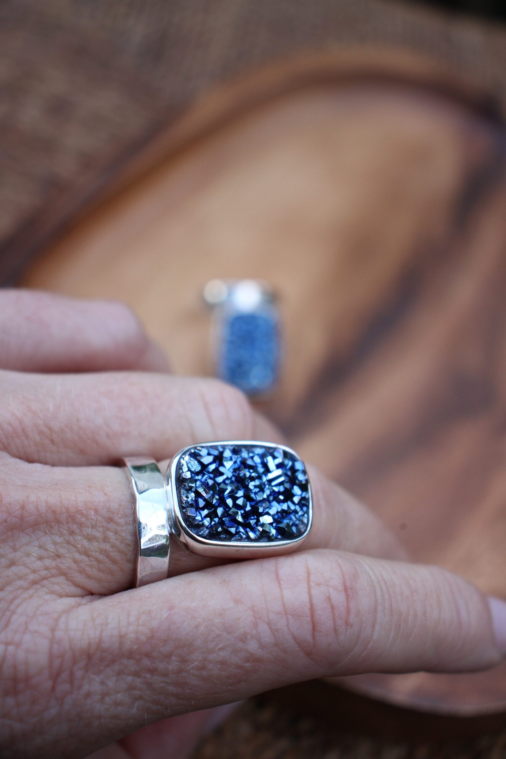 Blue drusy statement ring