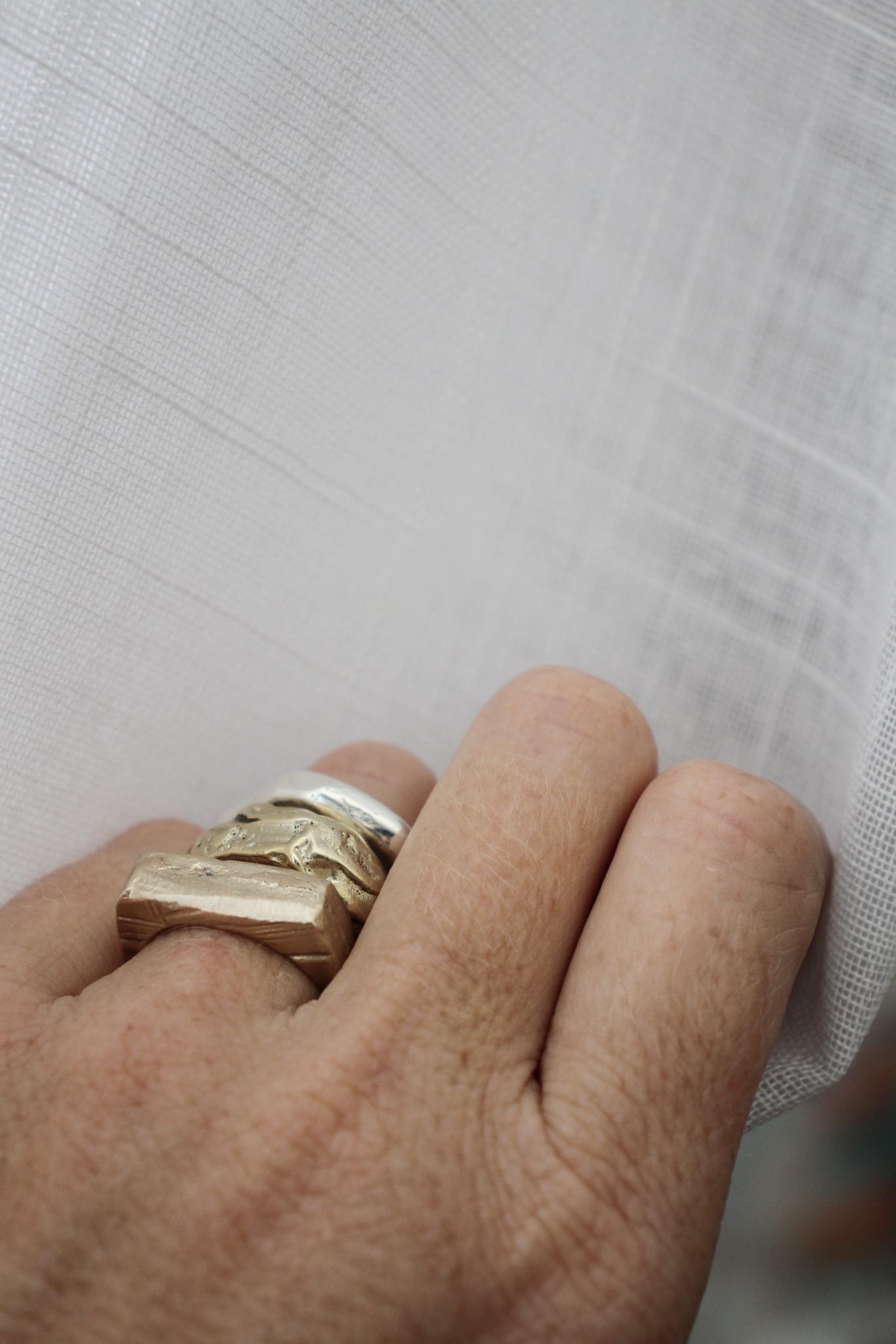 Signet ring - rustic rectangle in brass or bronze - Image 10