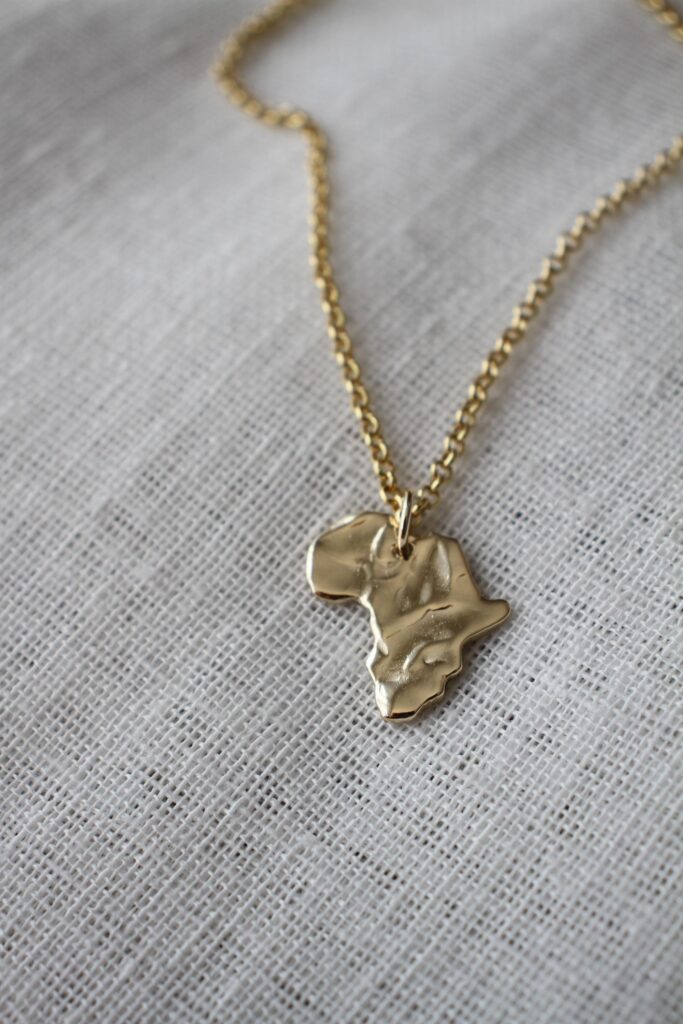 Africa Pendant - textured gold