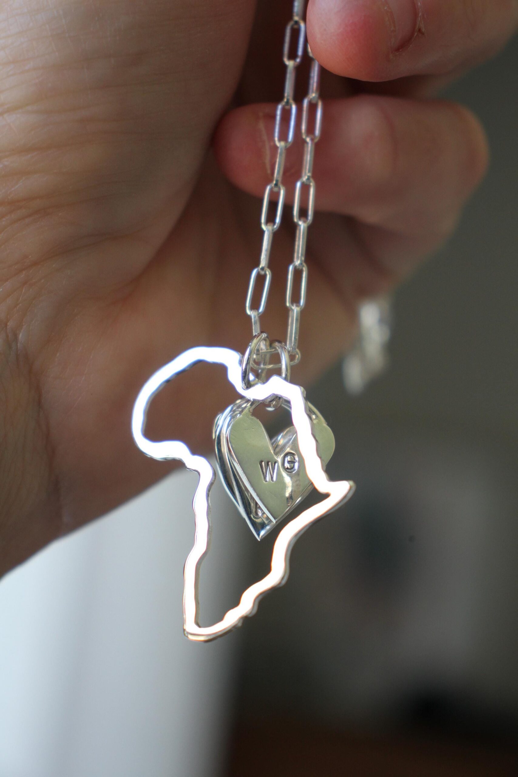 Africa necklace + initial heart charms - Image 11