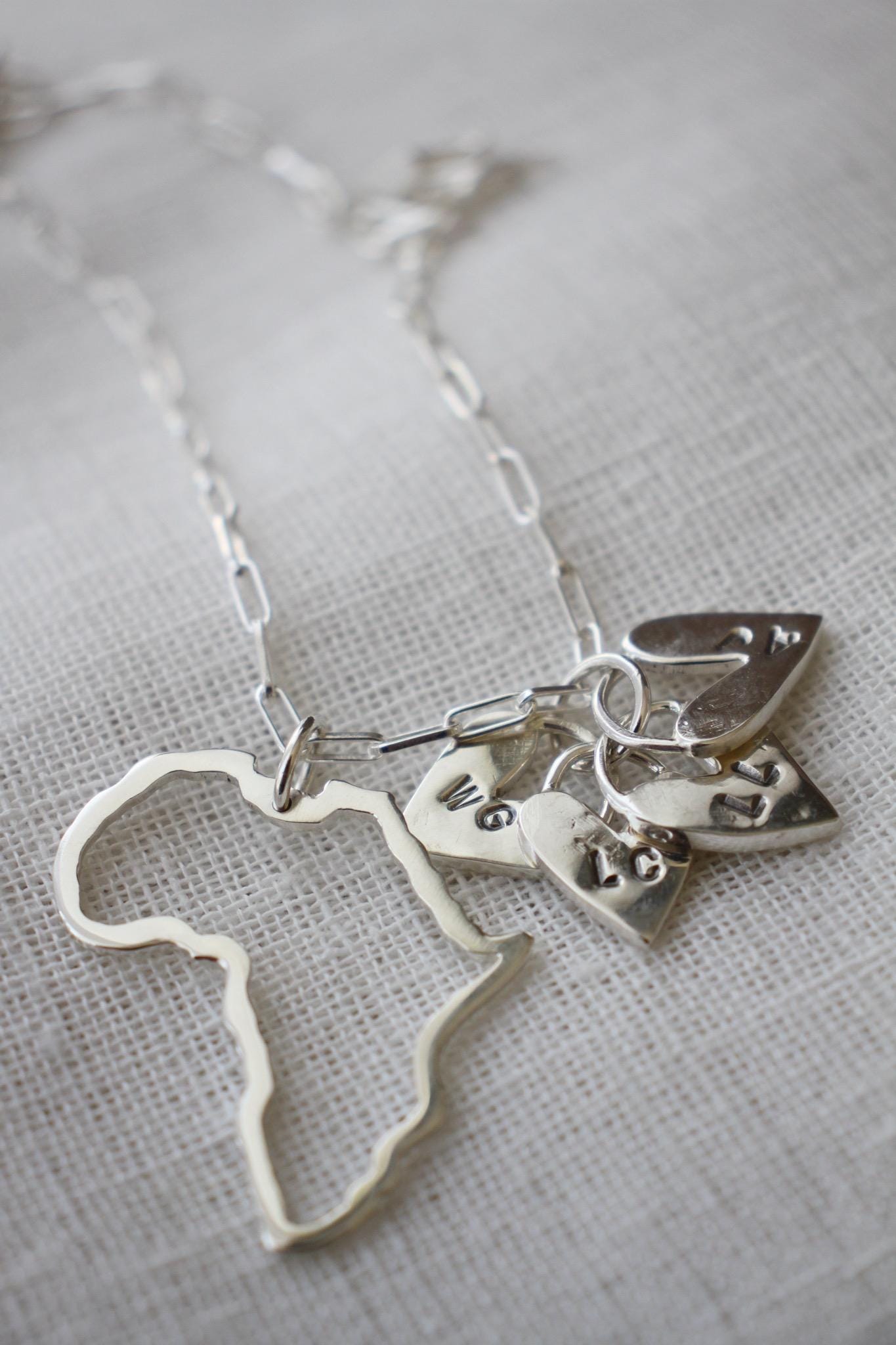 Africa necklace + initial heart charms - Image 9