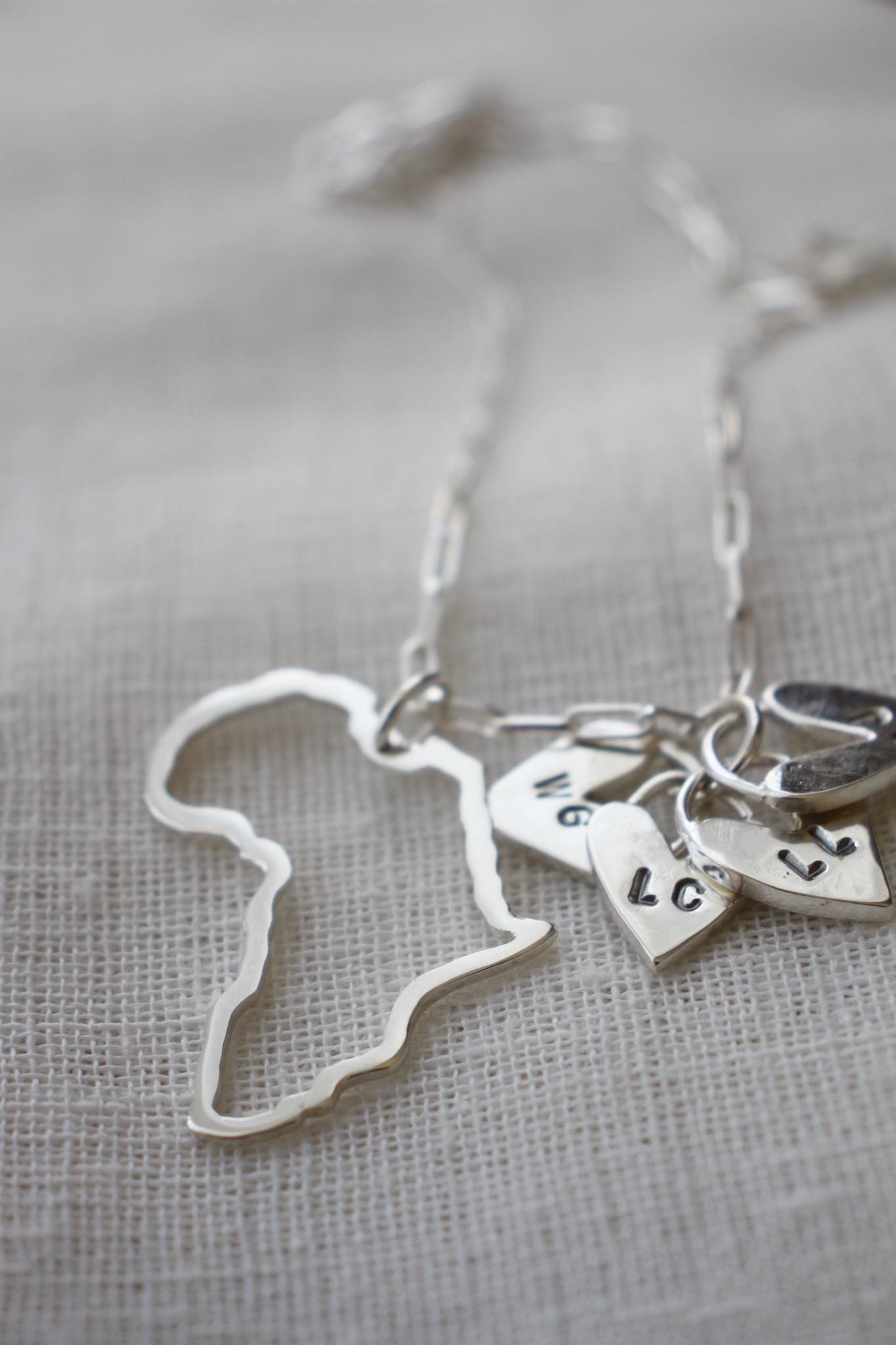 Africa necklace + initial heart charms - Image 3