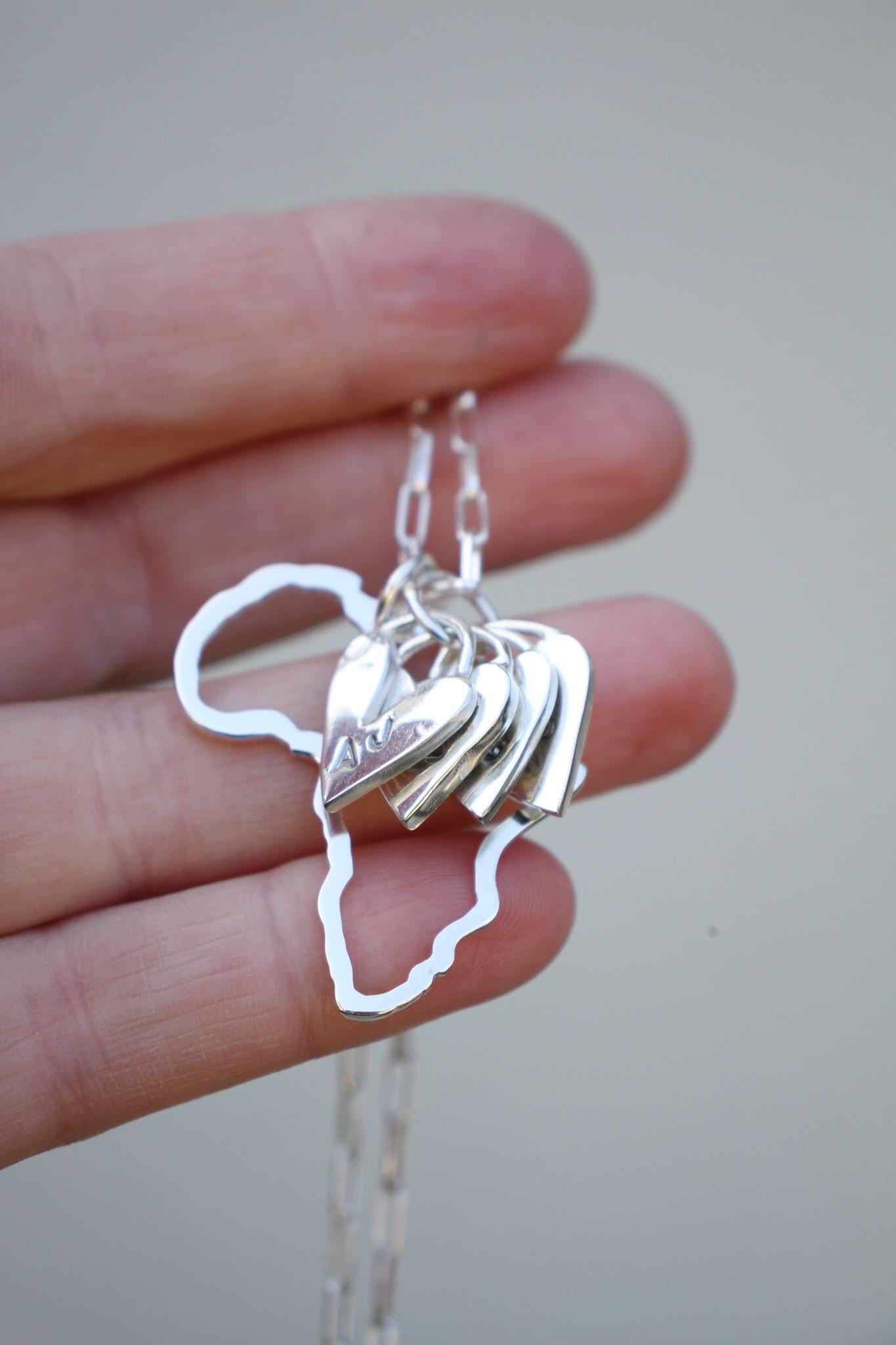 Africa necklace + initial heart charms - Image 5
