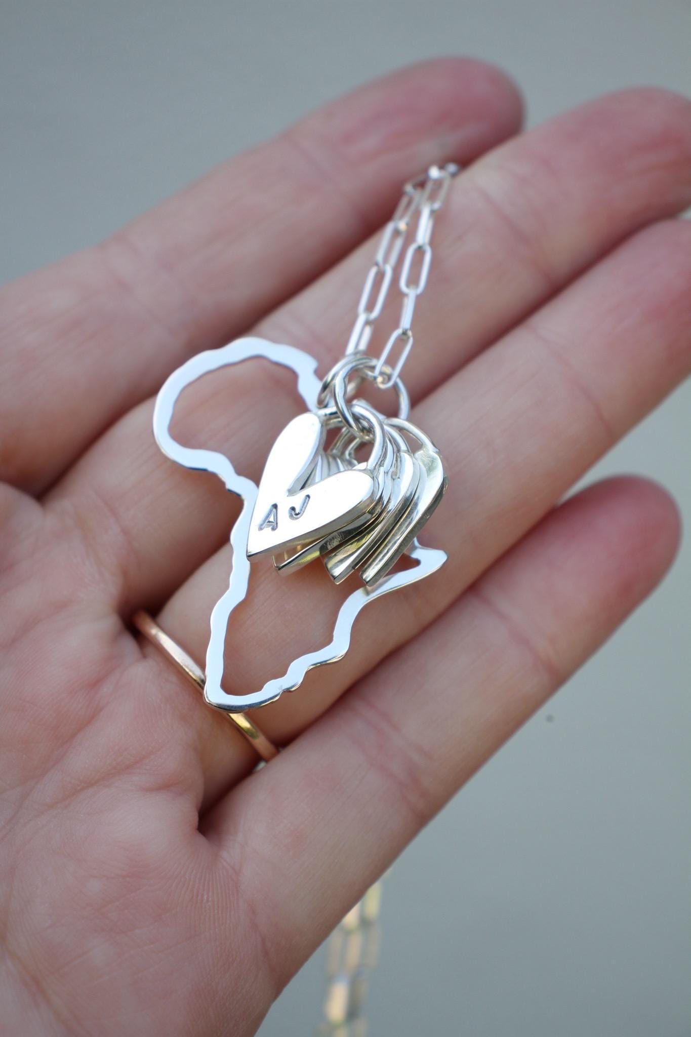 Africa necklace + initial heart charms - Image 2