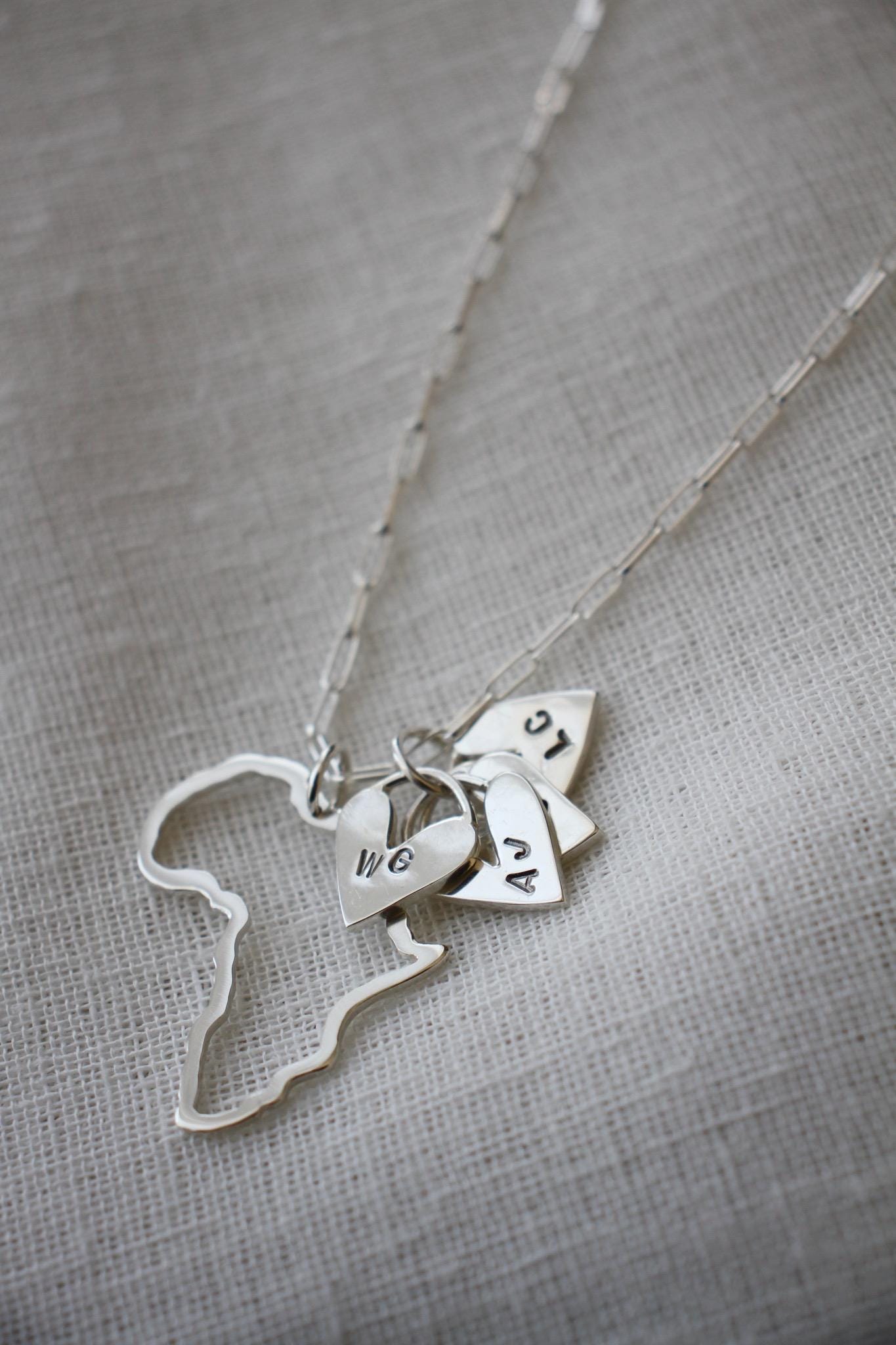 Africa necklace + initial heart charms - Image 4